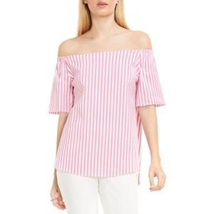 J.CREW Striped linen off-the-shoulder top